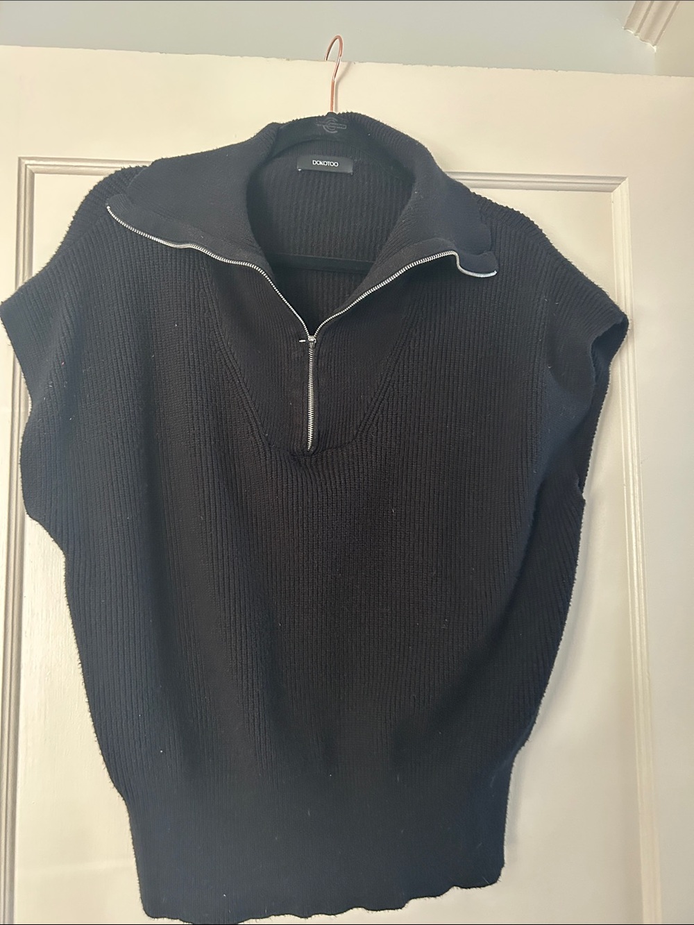 Black Half-Zip Ribbed Sweater Vest by Oodji